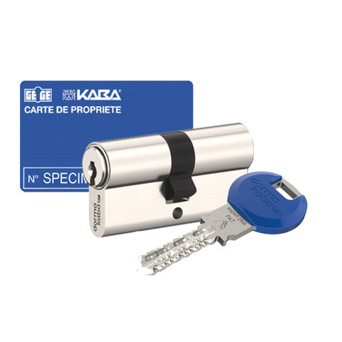Cylindre à double entrée finition nickelé monobloc 571 Kaba compatible Fichet - 4 clés ExperT 41X41 82mm