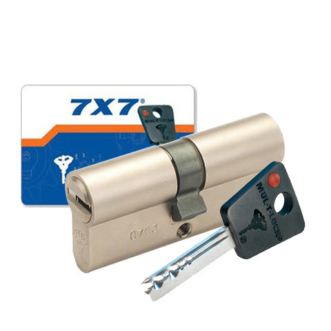 Cylindre européen à double entrée finition nickelé européen Mul-T-Lock 7X7 31X31 62mm