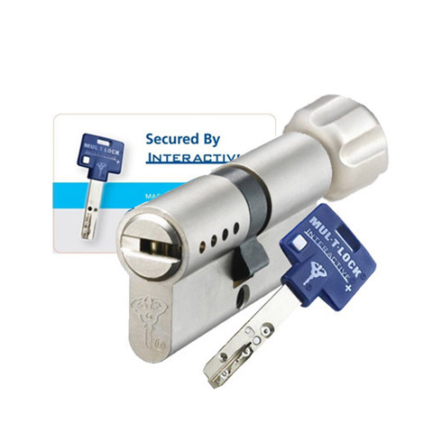 Cylindre européen à bouton finition nickelé européen Mul-T-Lock MTL600 - Interactive+ 40X40B 80mm