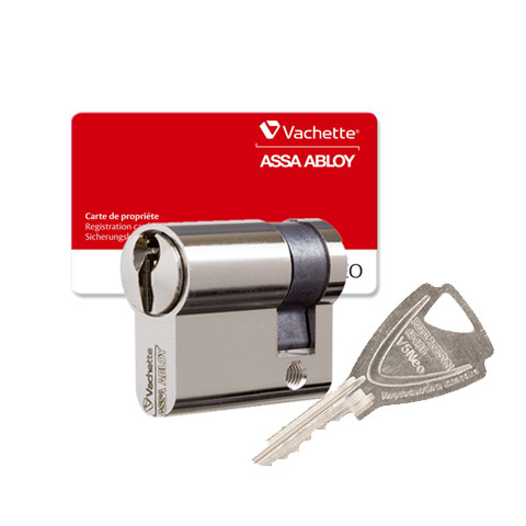 Demi cylindre européen finition nickelé européen Vachette V5 NEO 40X10 50mm