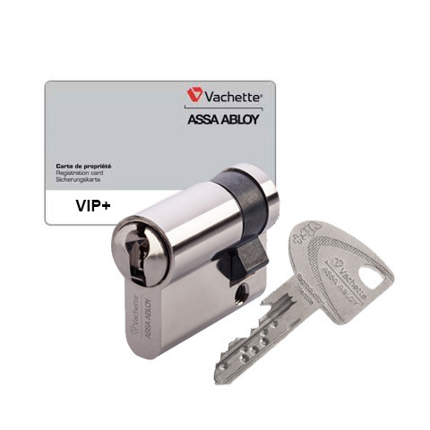Demi cylindre européen finition nickelé européen Vachette VIP+ A2P 30X10 40mm