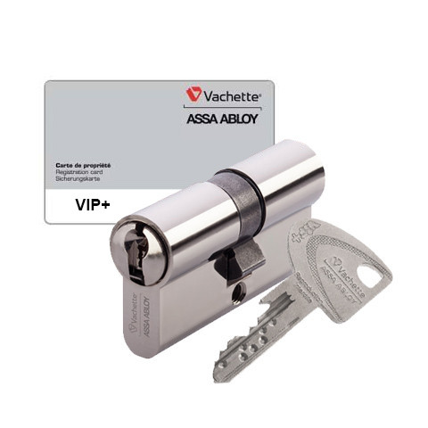 Cylindre européen à double entrée finition nickelé européen Vachette VIP+ A2P 45X40 85mm