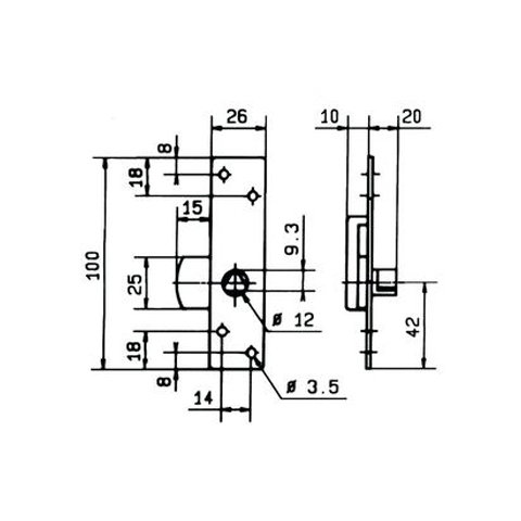 Batteuse EDF en applique 100 x 26 mm réversible sans gâche