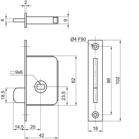 Batteuse GDF à pêne à bascule à larder avec gâche à platine