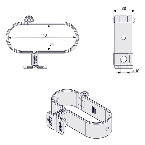 Bloque grille Abus pour cadenas avec anse de 12mm pour cadre 50mm