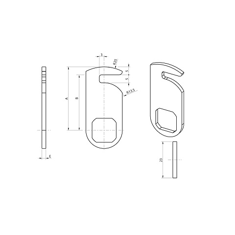 Came droite 59 mm avec crochet