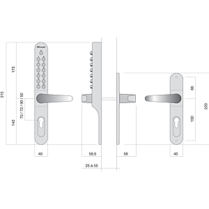 Garniture avec béquille à code Keylex alu