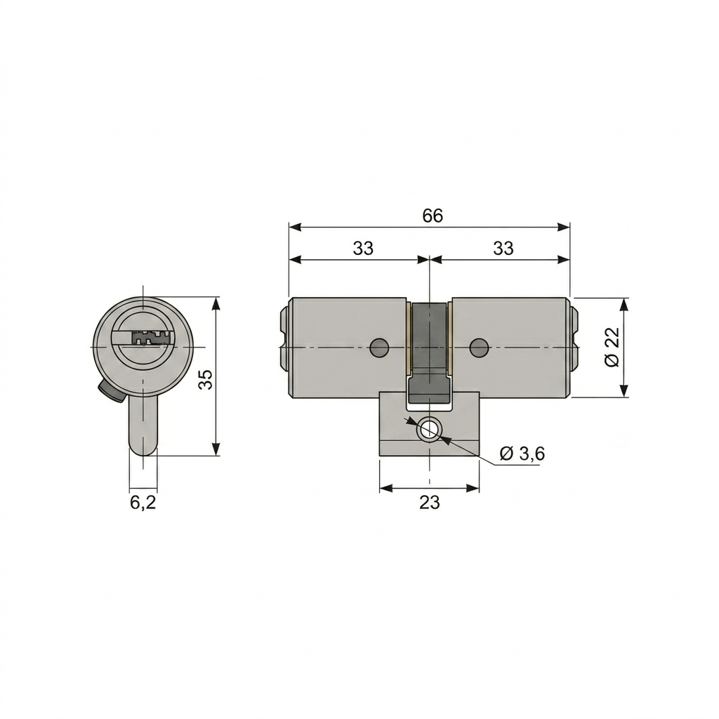 Cylindre monobloc Cabri compatible Bricard 22mm - 3 clés MTL600