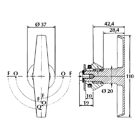 Poignée à came batteuse variée 1078