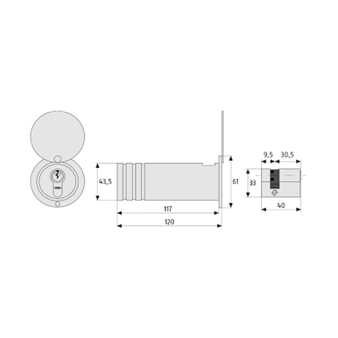 Tube de dépôt à emmurer avec couvercle et sans cylindre KeySafe 729