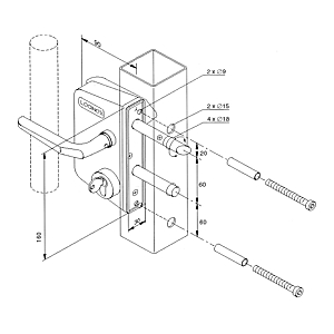 Serrure de grille en inox LAKQ40