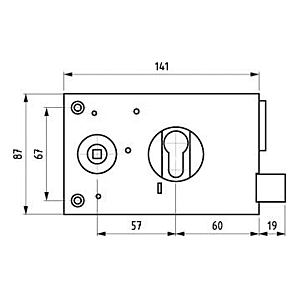 Serrure de grille zinguée en applique pour cylindre européen