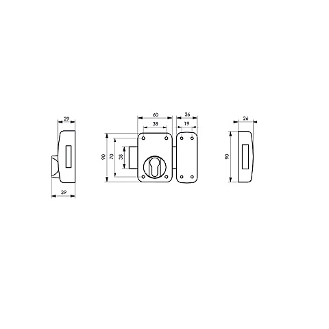 Verrou en applique Capital pour cylindre européen